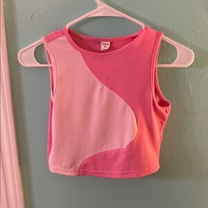 Pink and Cream Sleeveless Crop Top